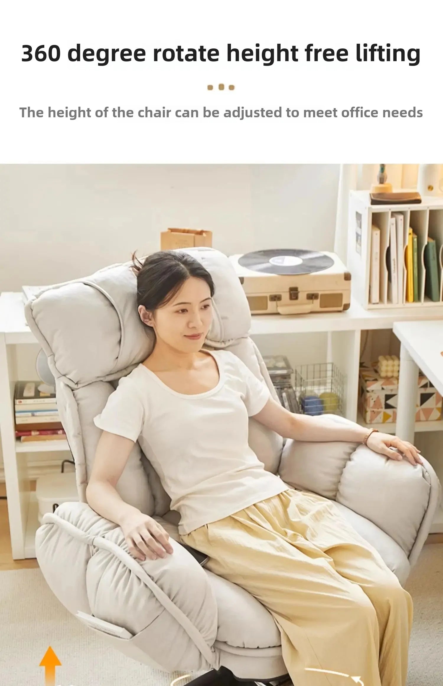 Footrest Wheels Office Chair Kids Velvet