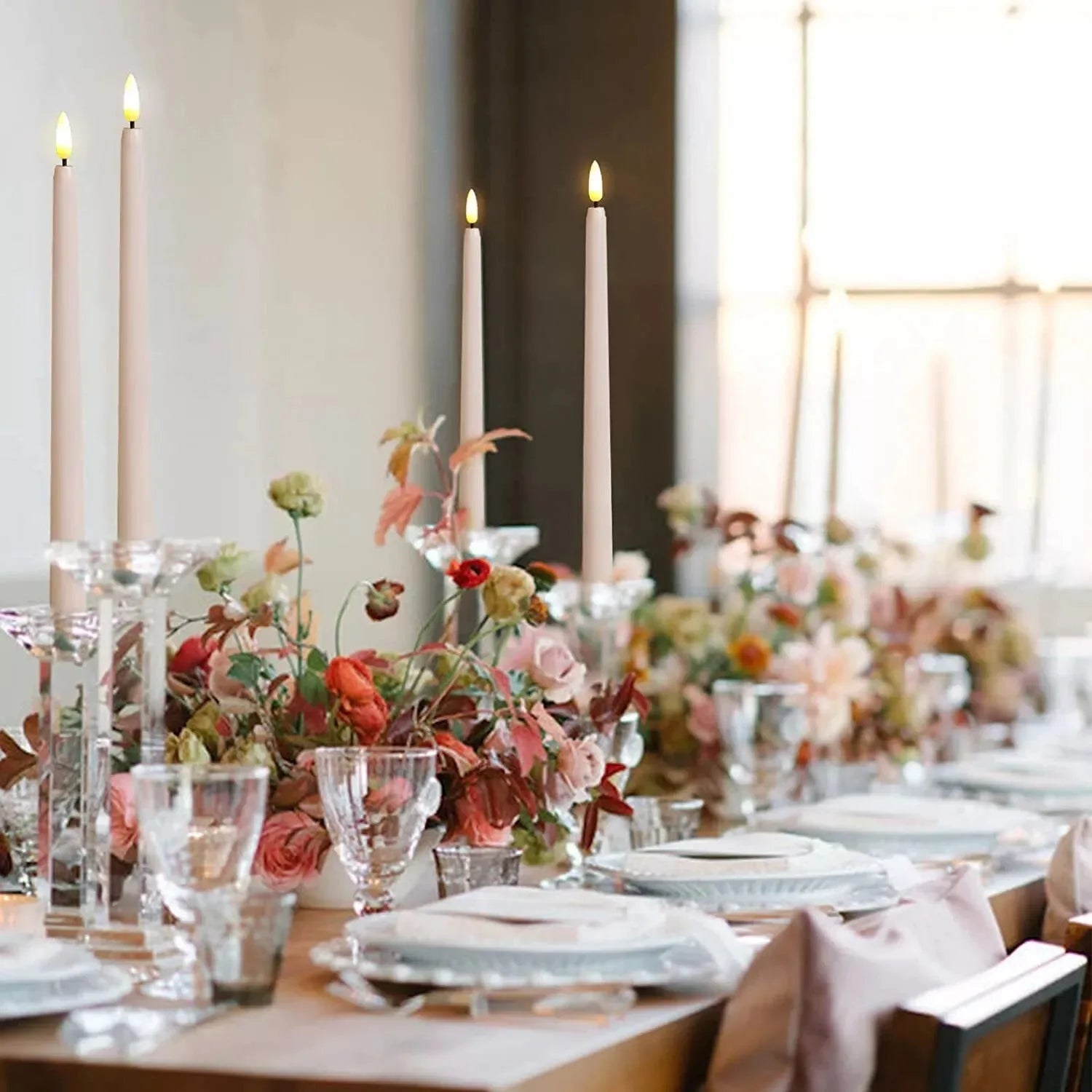 LED Flameless Taper Candles Flickering with 10-Key Remote