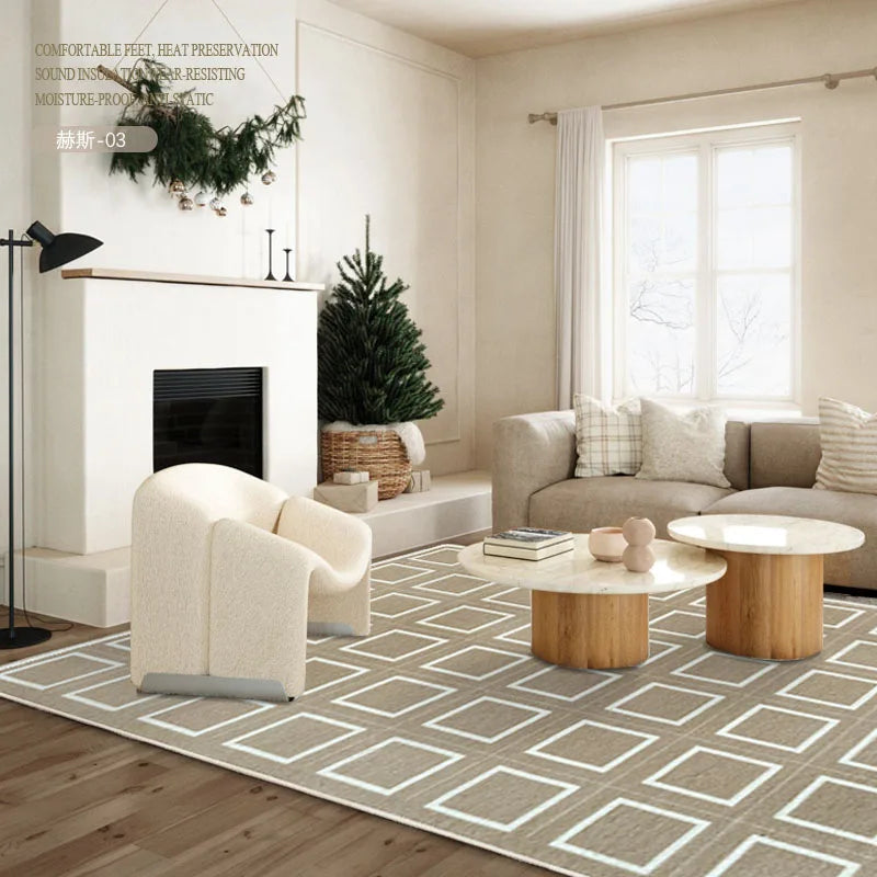 French Retro Rugs for Bedroom Checkerboard Living Room Decoration