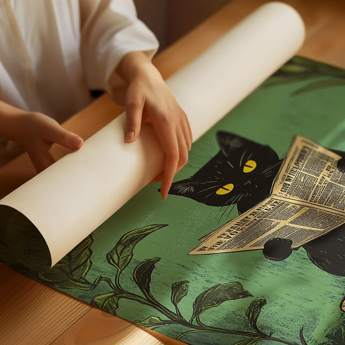 Set of 3 Funny Bathroom Black Cat Wall Art Canvas Print