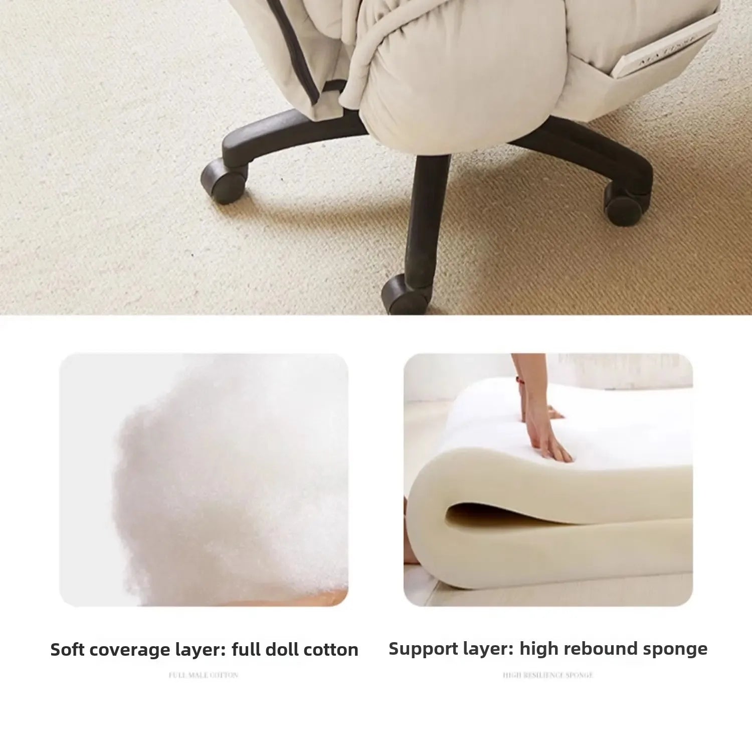 Footrest Wheels Office Chair Kids Velvet