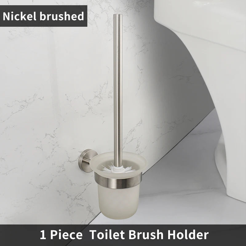 Toilet Brush Holder Wall Mount WC Cleaning Brush Stainless Steel
