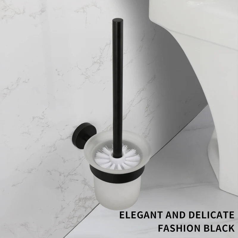 Toilet Brush Holder Wall Mount WC Cleaning Brush Stainless Steel