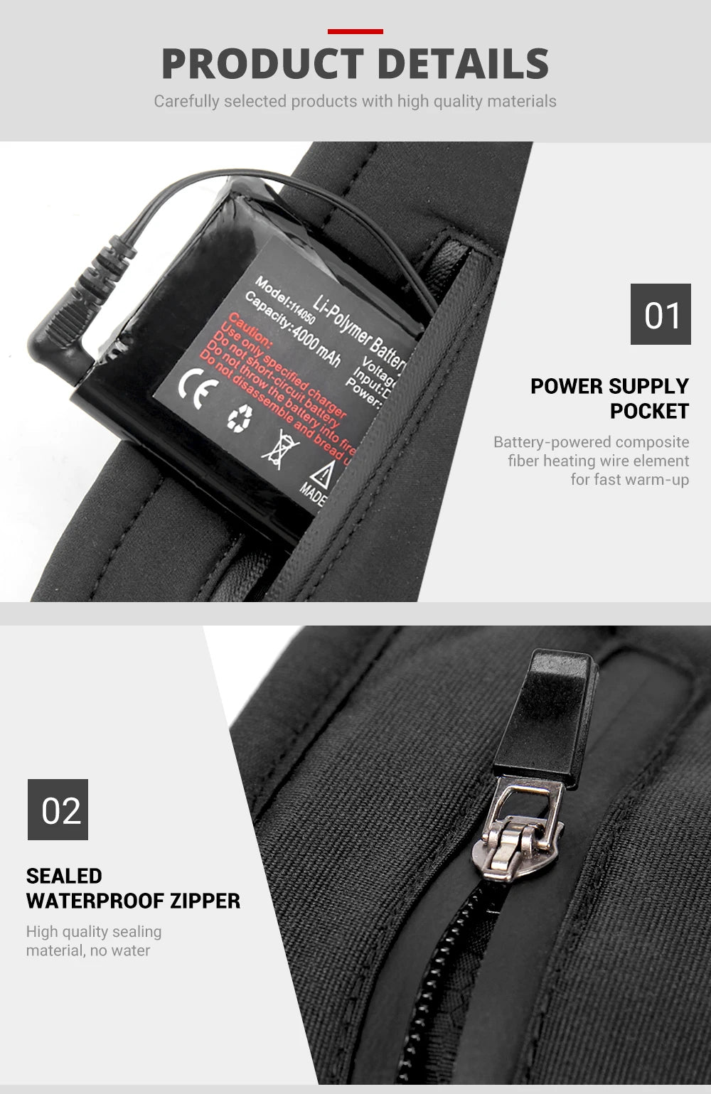 Heated Gloves Battery Heat Motorcycle Gloves Goat-skin Leather 3 Gears