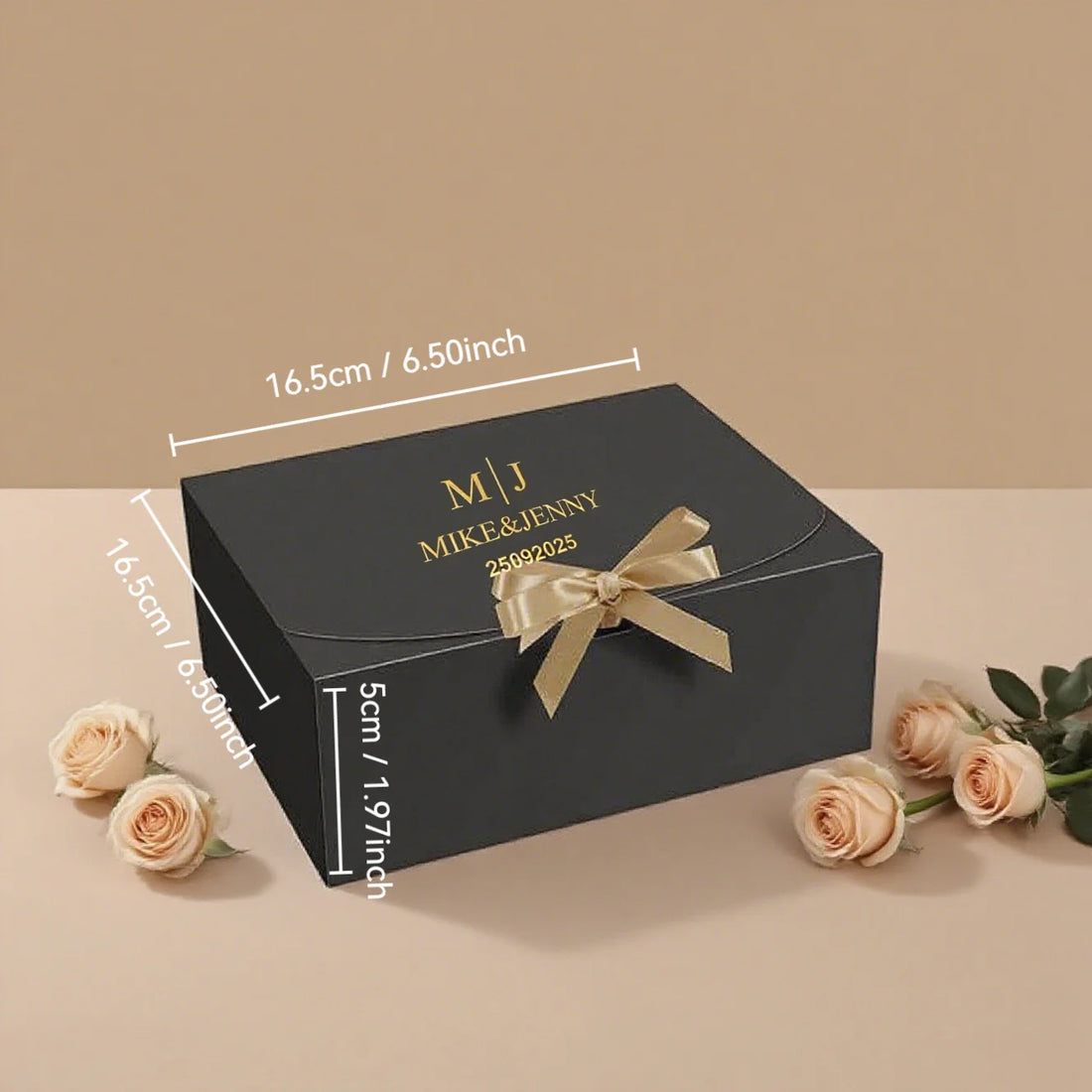 5PCS Customizable Wedding Favor Gift Boxes with gold stamping logo