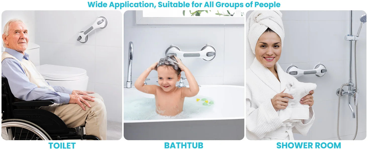 TAILI 1/2pcs Shower Grab Bars for Seniors Suction Cup 12 inch Grab Bars