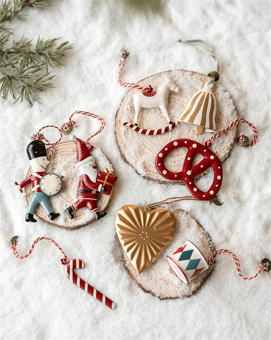 Metal Hand Painted Hanging Christmas Tree Decoration, Holiday Gift