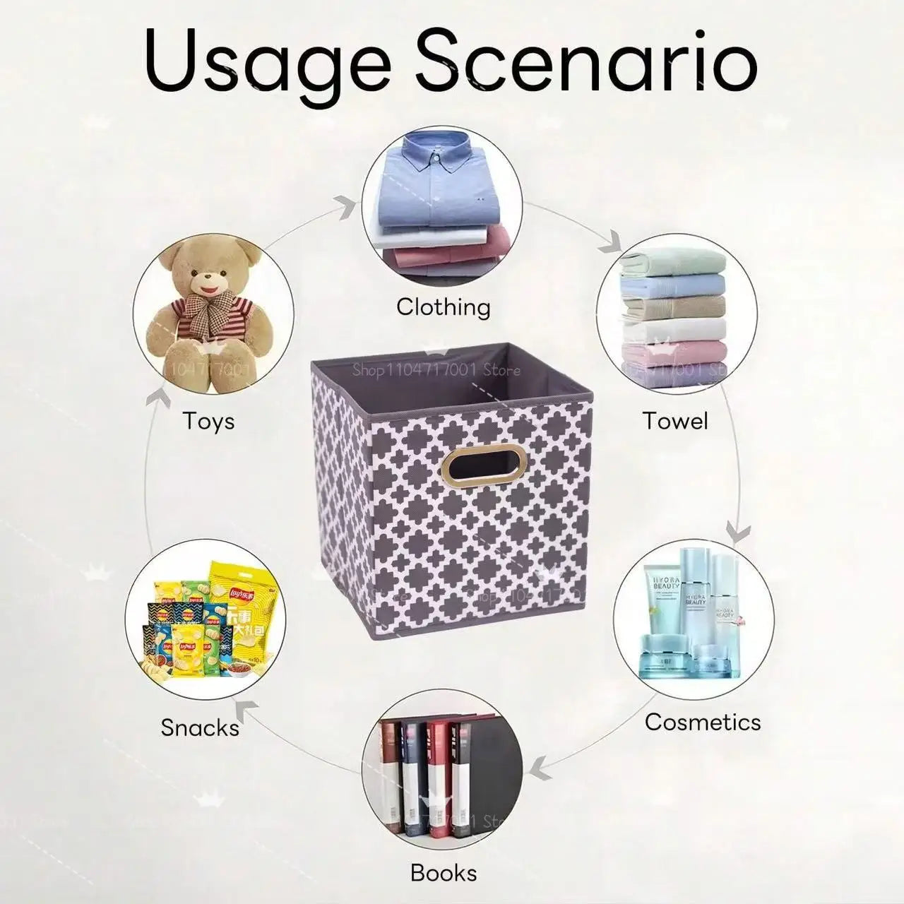 Foldable Organizer Basket With Handle Collapsible Storage Box