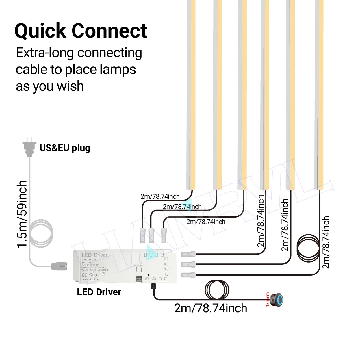 LED Light Kit Touch Dimming Aluminum Strip Lamp