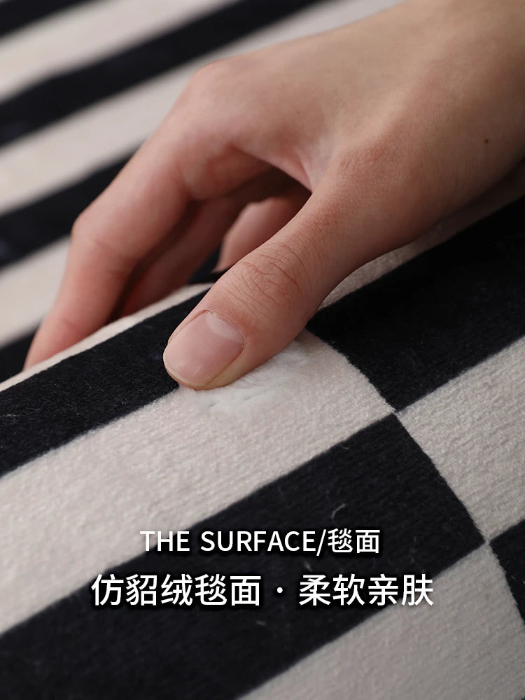 French Retro Rugs for Bedroom Checkerboard Living Room Decoration