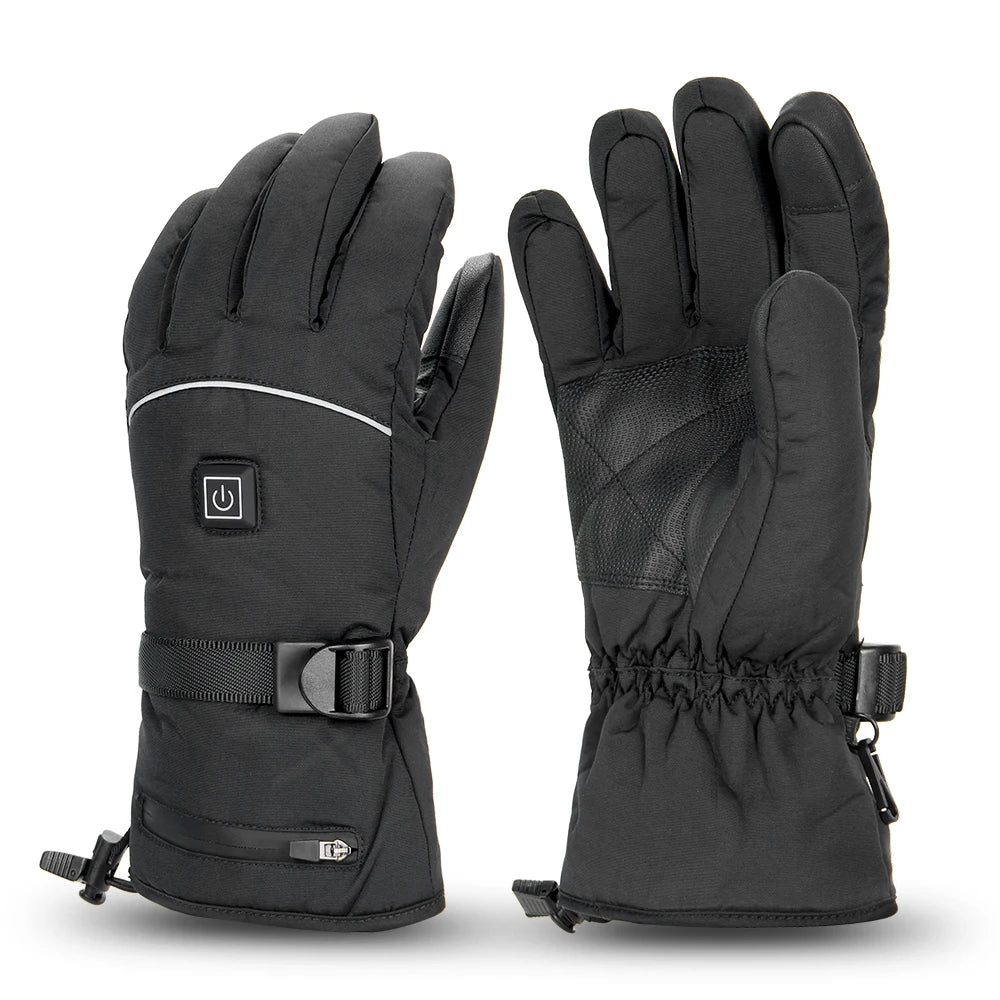Heated Gloves Battery Heat Motorcycle Gloves Goat-skin Leather 3 Gears
