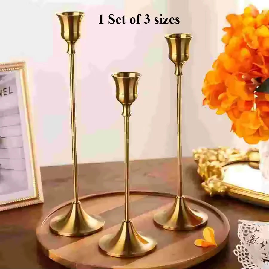 3Pcs/Set European Style Metal Candle Holders