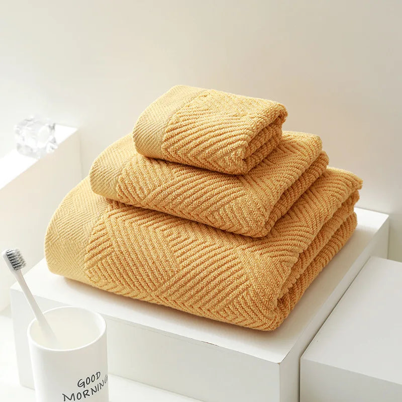 3Pcs/Pack Long-Staple Cotton Bath Towel Face Towel Set