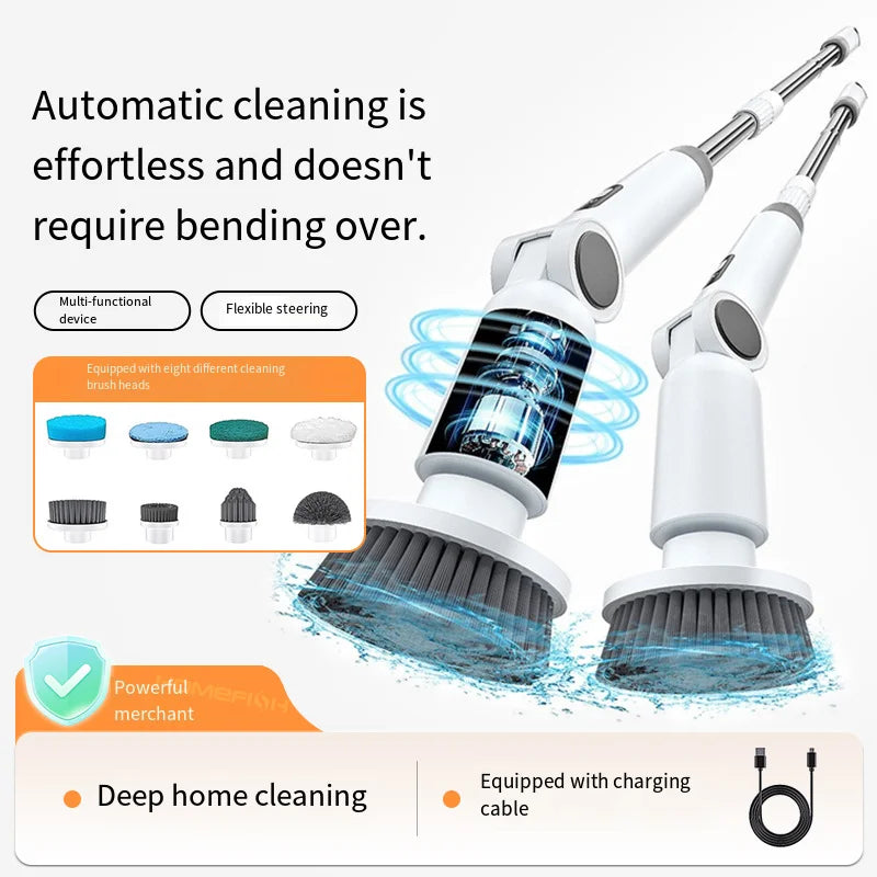 HOMFISH 2025 NEW 8-in-1 Electric Spin Scrubber Wireless Cleaning Brush