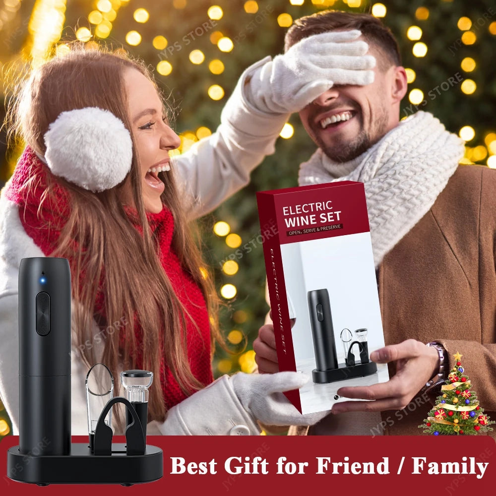 5 in1 Electric Wine Opener Set with Charging Base Automatic