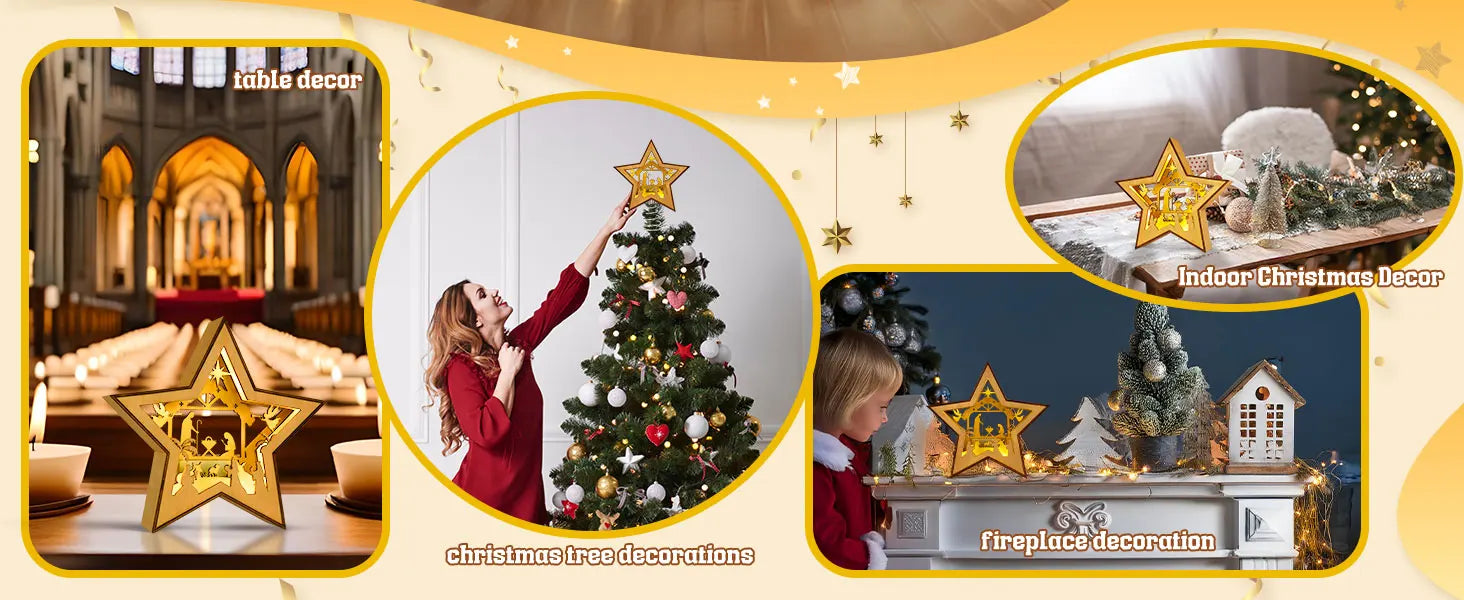 OurWarm Christmas Tree Topper Star Lighted, with Lights