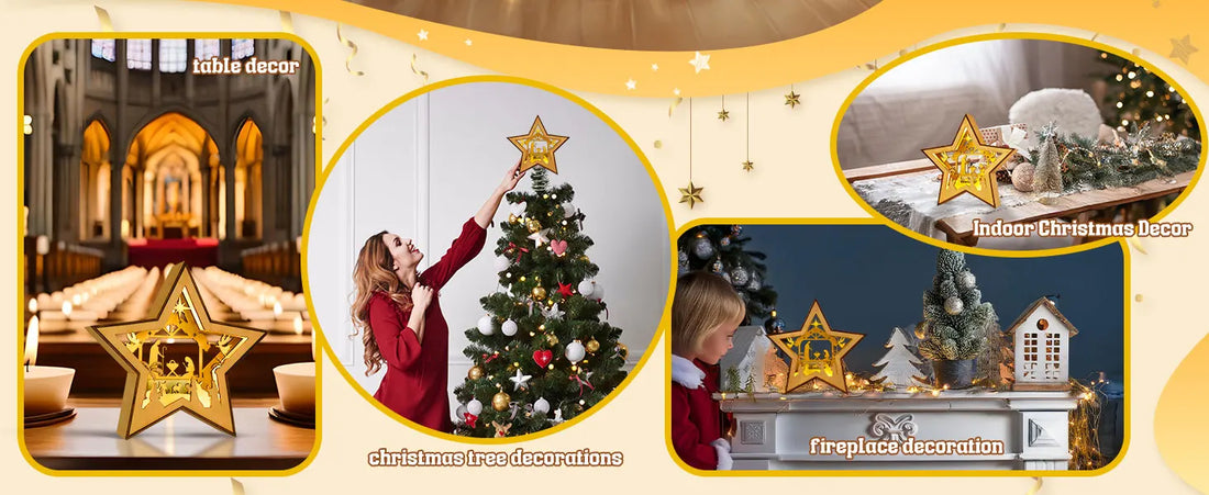 OurWarm Christmas Tree Topper Star Lighted, with Lights