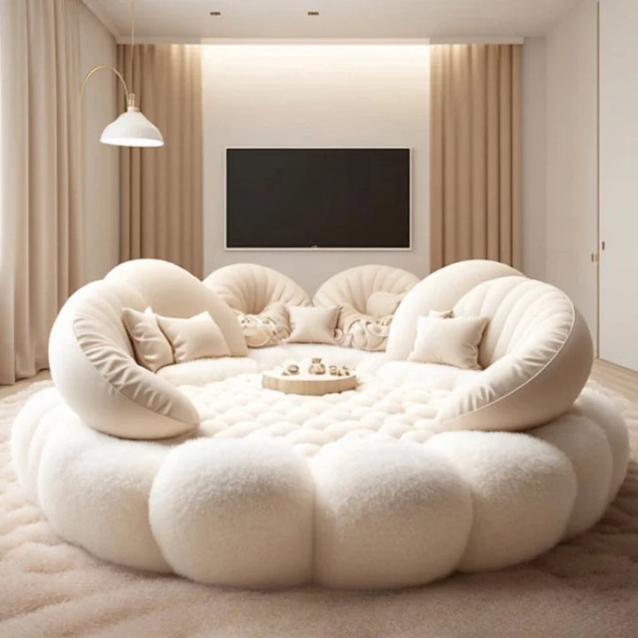 Round Aesthetics Soft Bed Frame European Full Master Bedroom