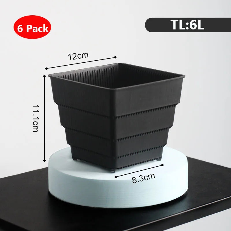 6 Pack Square Succulent Pots - Air Prunning Plastic Planters for Cactus