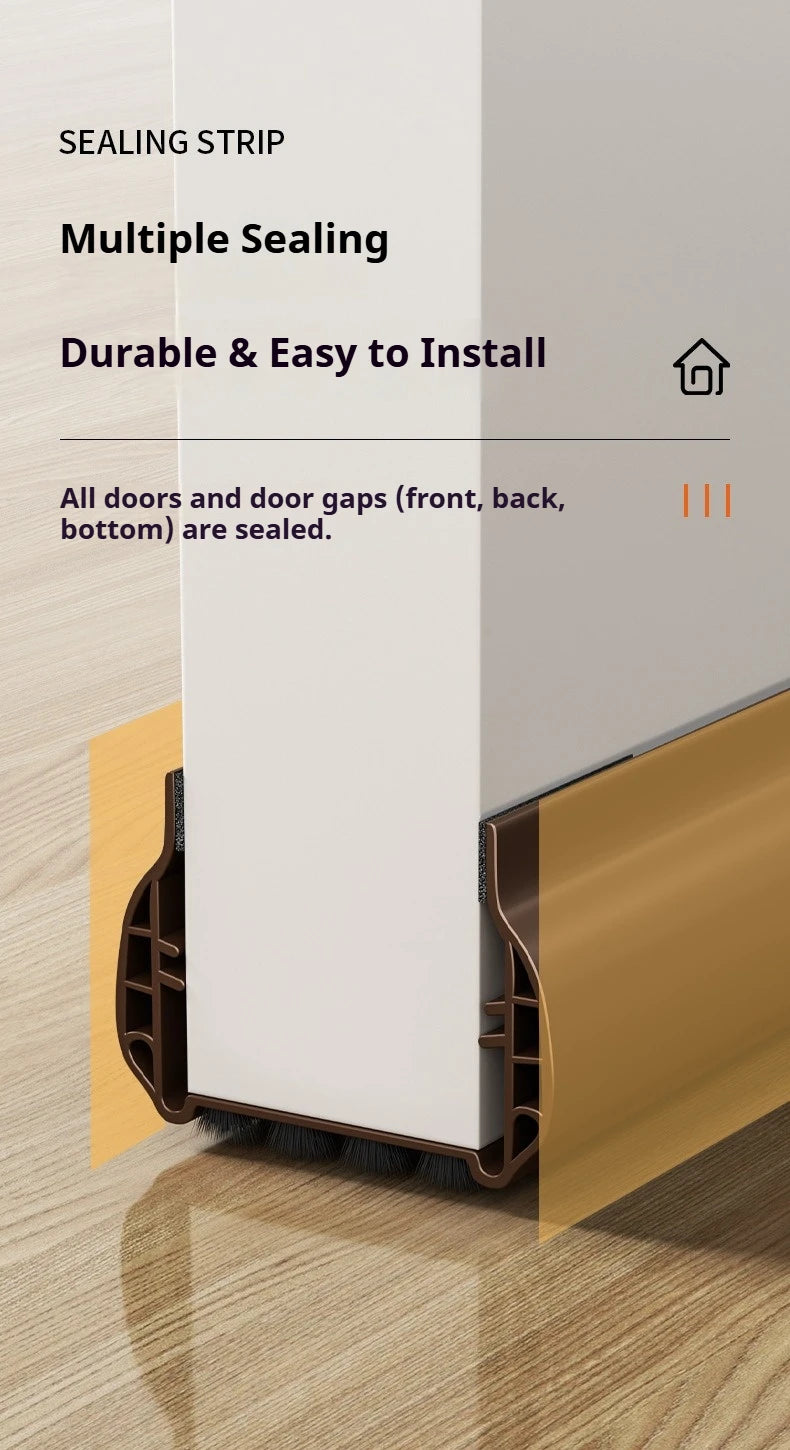 Pvc Door Seal Draft Stopper With 4 Layer Brush Reduce Noise Insect Proof