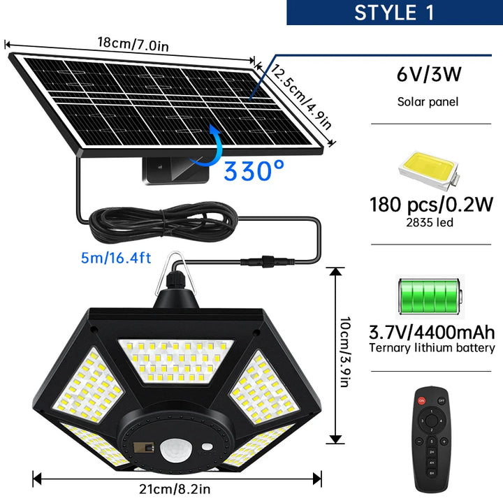 Solar Shed Light Solar Pendant Light Indoor Outdoor 228/180 LED