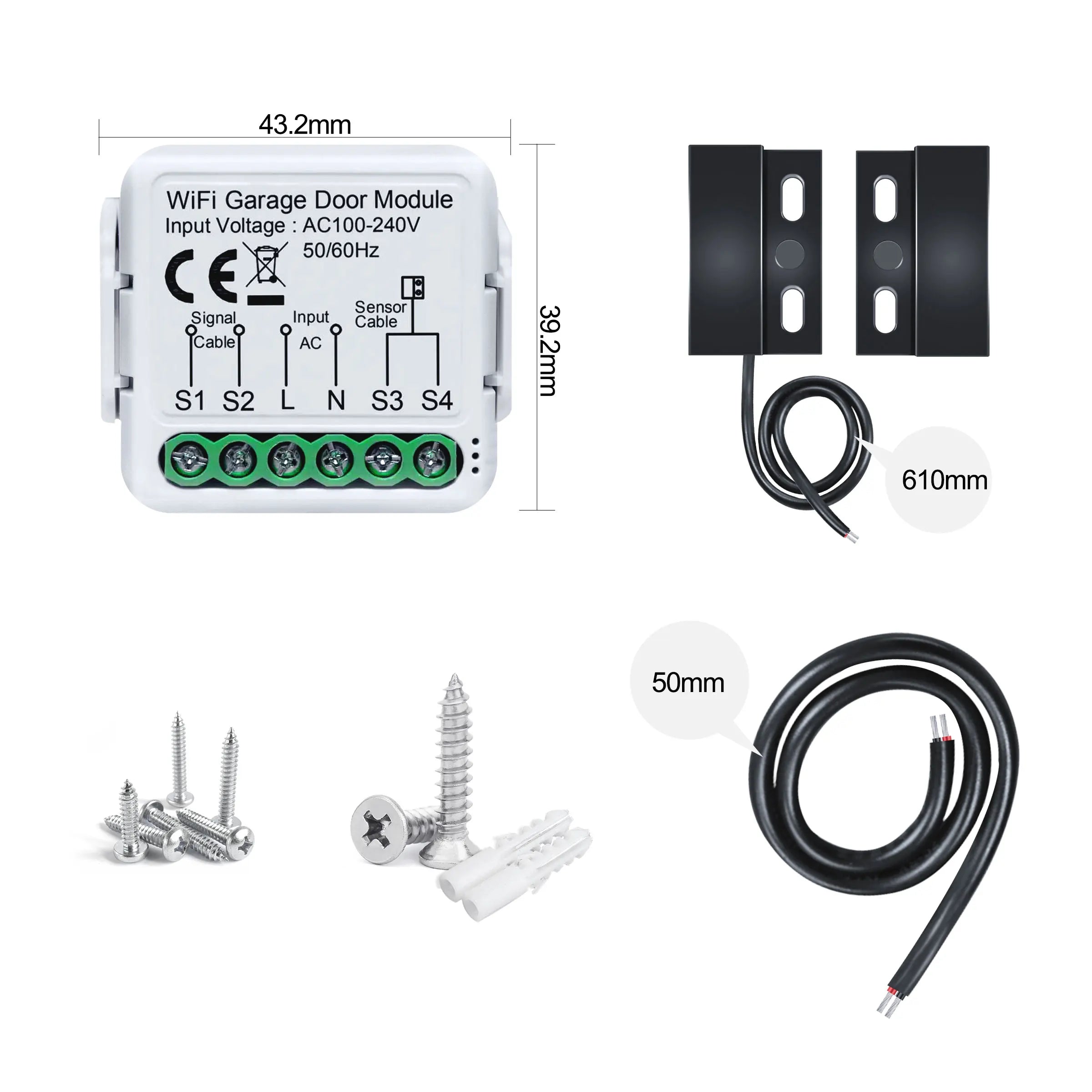 GIRIER WiFi Smart Garage Door Opener Controller Works with Alexa Google