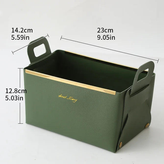 Desktop finishing PU leather storage box