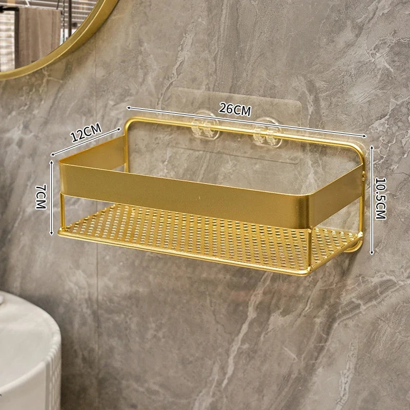 Gold storage rack bathroom storage rack wall mounted