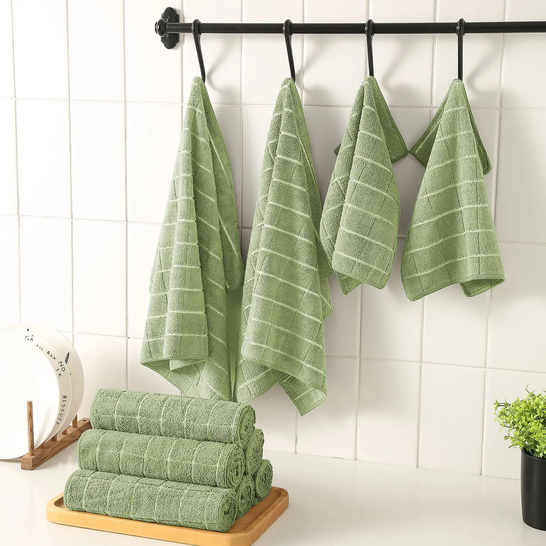 12pcs Microfiber Kitchen Towels and Dishcloths Set