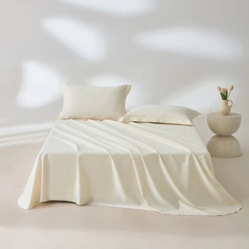 1pc Bed Flat Sheet 100% Egyptian Cotton Solid Color Top Sheets Single Double