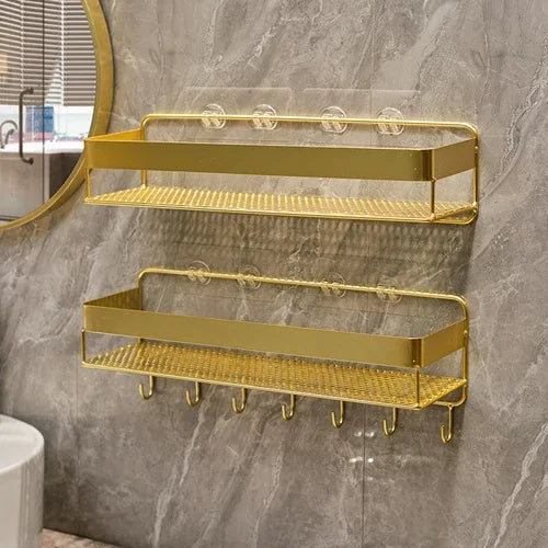 Gold storage rack bathroom storage rack wall mounted