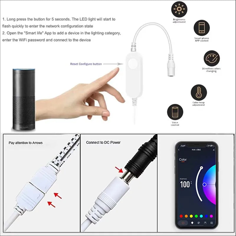 DC12V Tuya WIFI RGB LED Under Cabinet Light Dimmable Puck Light Festival