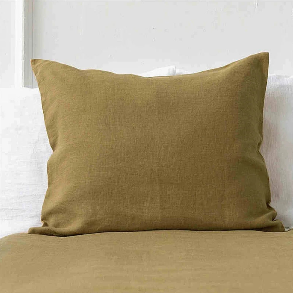 Set of 2 100%Linen Soft Breathable Pillowcase Decorative Square