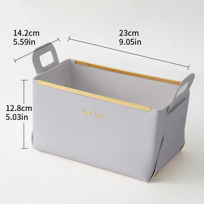 Desktop finishing PU leather storage box