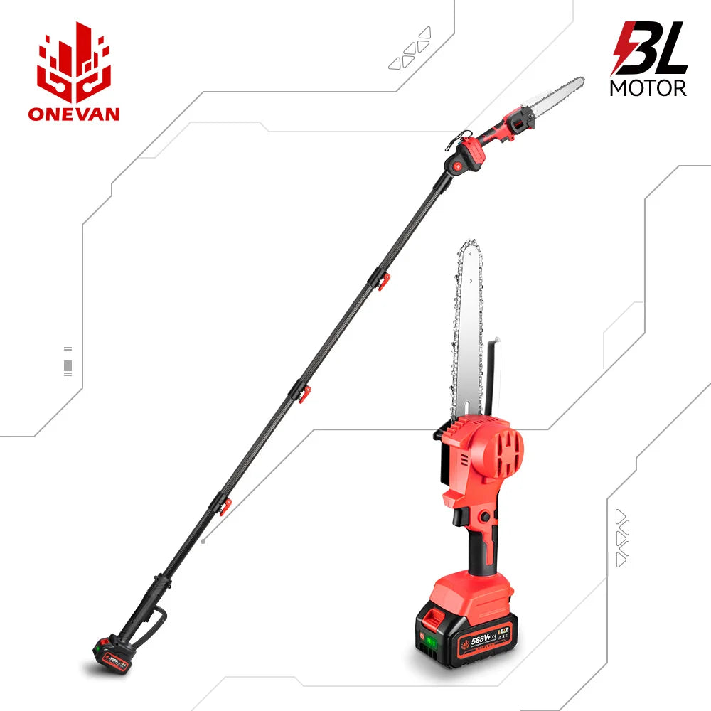 ONEVAN 4500W 2.25m Brushless High Branch Saw Telescoping Pole Electric Saw