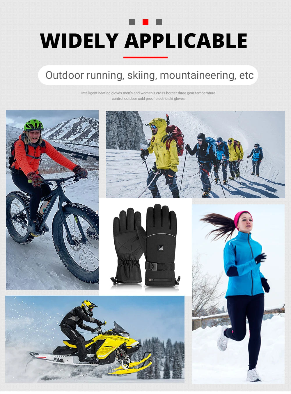 Electric Heated Gloves Winter Skiing Heated Gloves Moto Warm Waterproof
