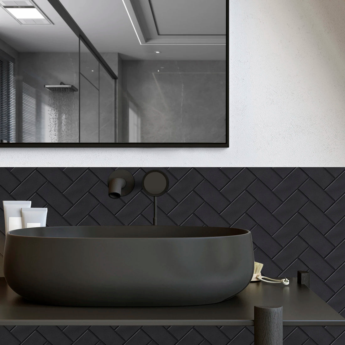 10pcs 3D Imitation Tile Self-Adhesive Wall Stickers Peel And Stick Wall Tiles