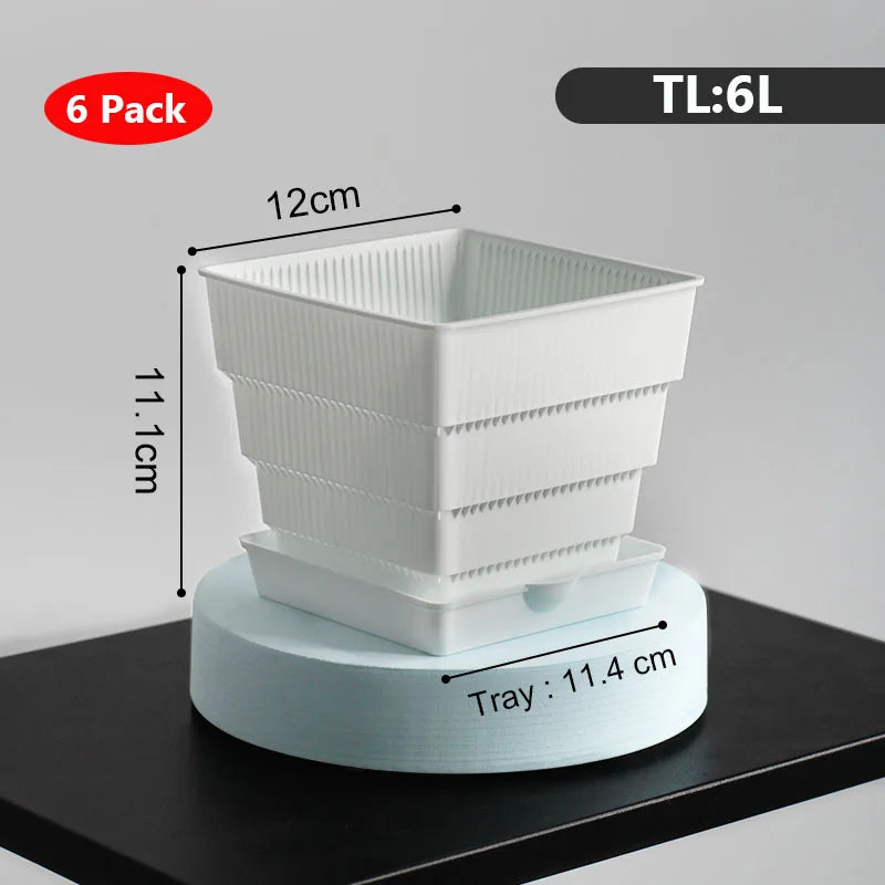 6 Pack Square Succulent Pots - Air Prunning Plastic Planters for Cactus