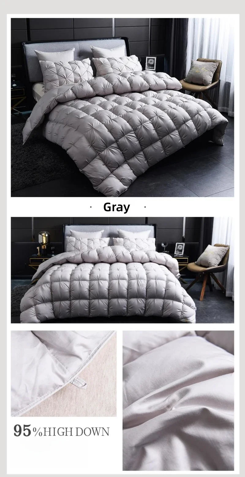 White Goose Down Comforter Warm Winter Thick 3D Bread Bed Blanket