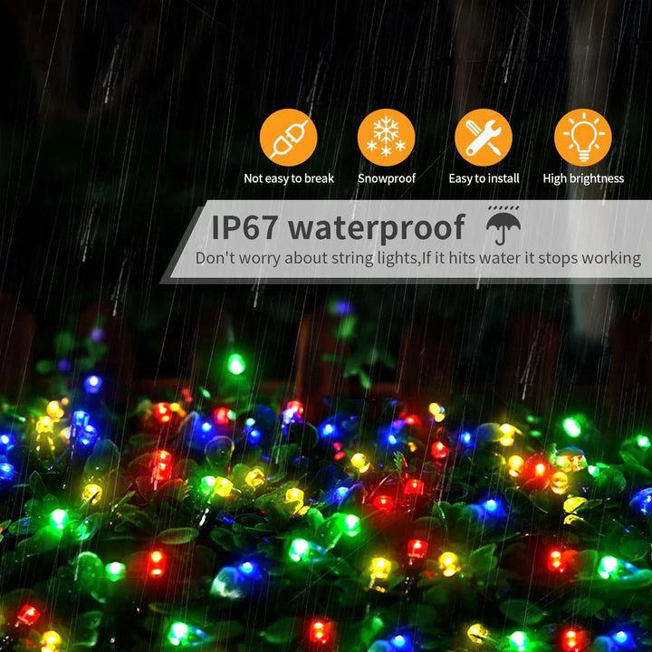 8 Modes Christmas Decor LED String Lights Fairy Color Waterproof Festival Decoration