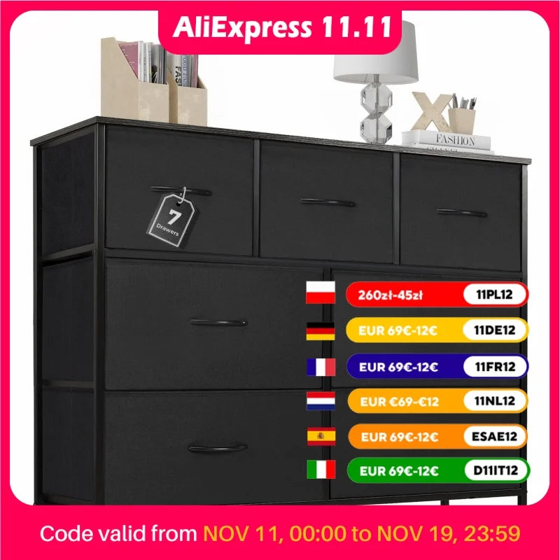 JHK Desser For Bedroom With 7 Fabric Drawers