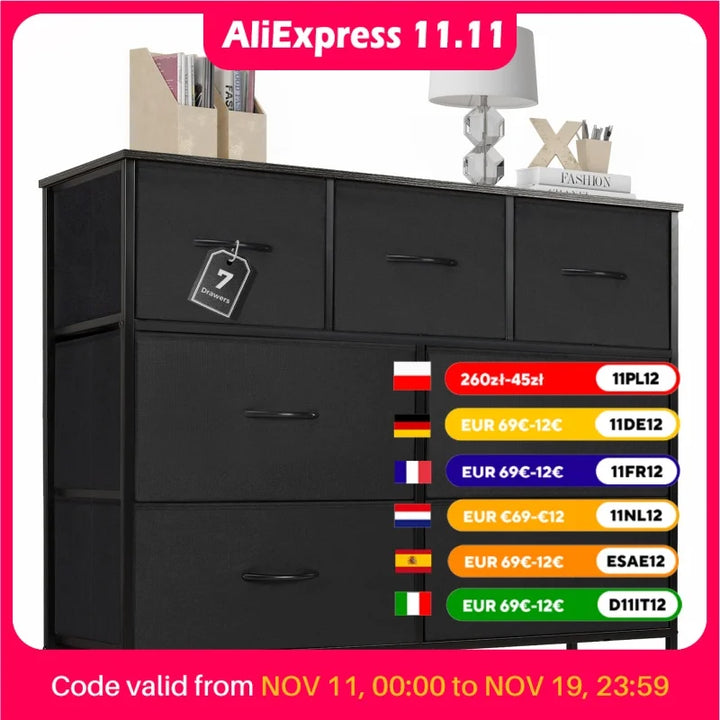 JHK Desser For Bedroom With 7 Fabric Drawers