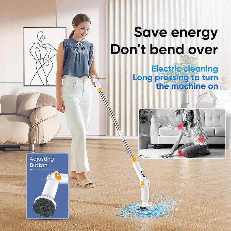 HOMFISH 2025 NEW 8-in-1 Electric Spin Scrubber Wireless Cleaning Brush