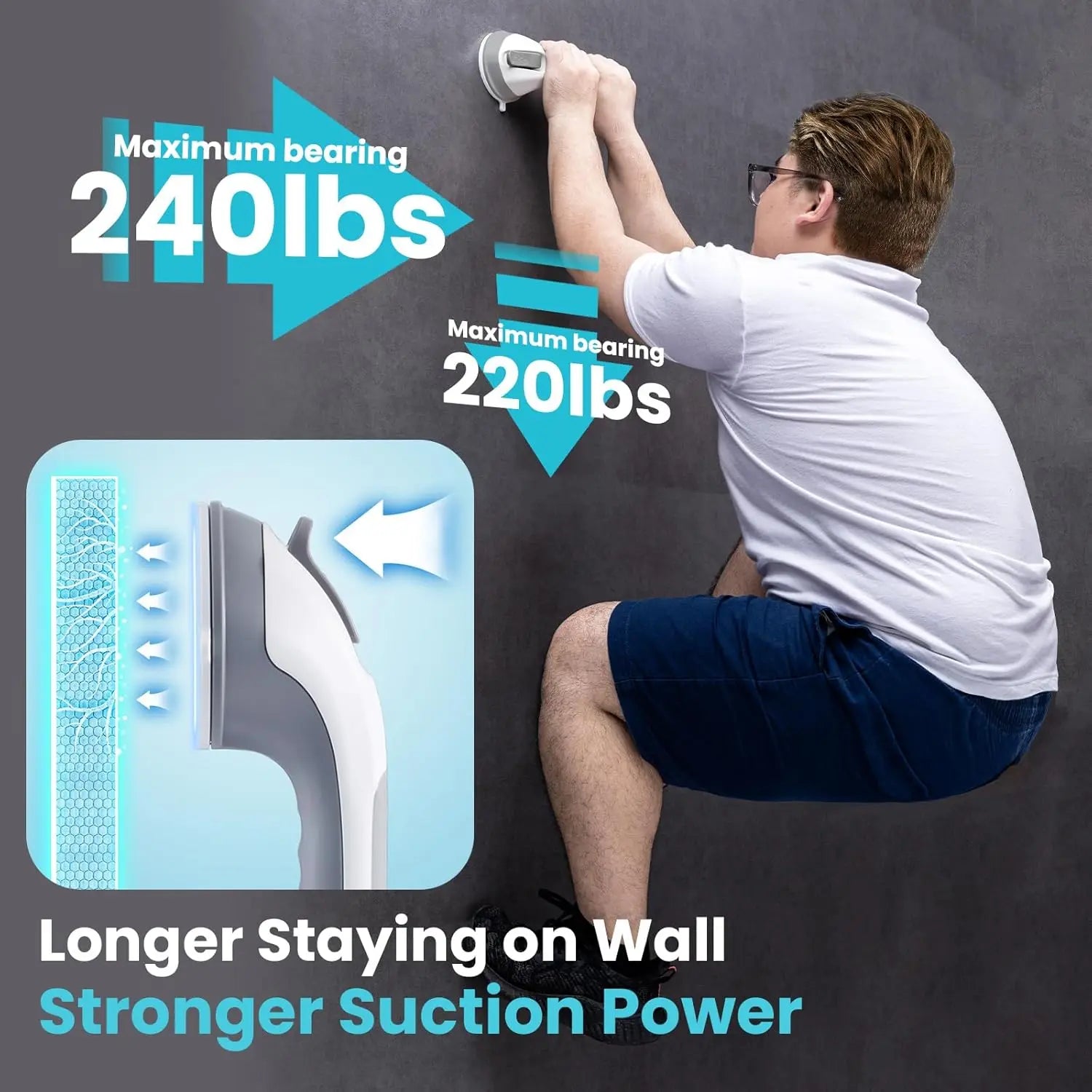 TAILI 1/2pcs Shower Grab Bars for Seniors Suction Cup 12 inch Grab Bars