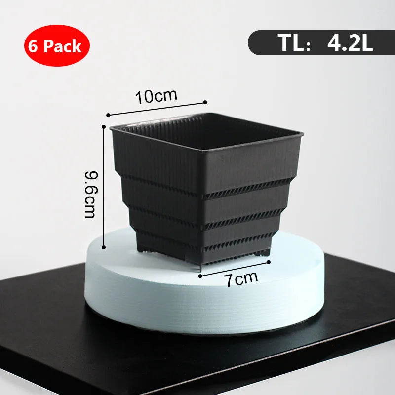 6 Pack Square Succulent Pots - Air Prunning Plastic Planters for Cactus