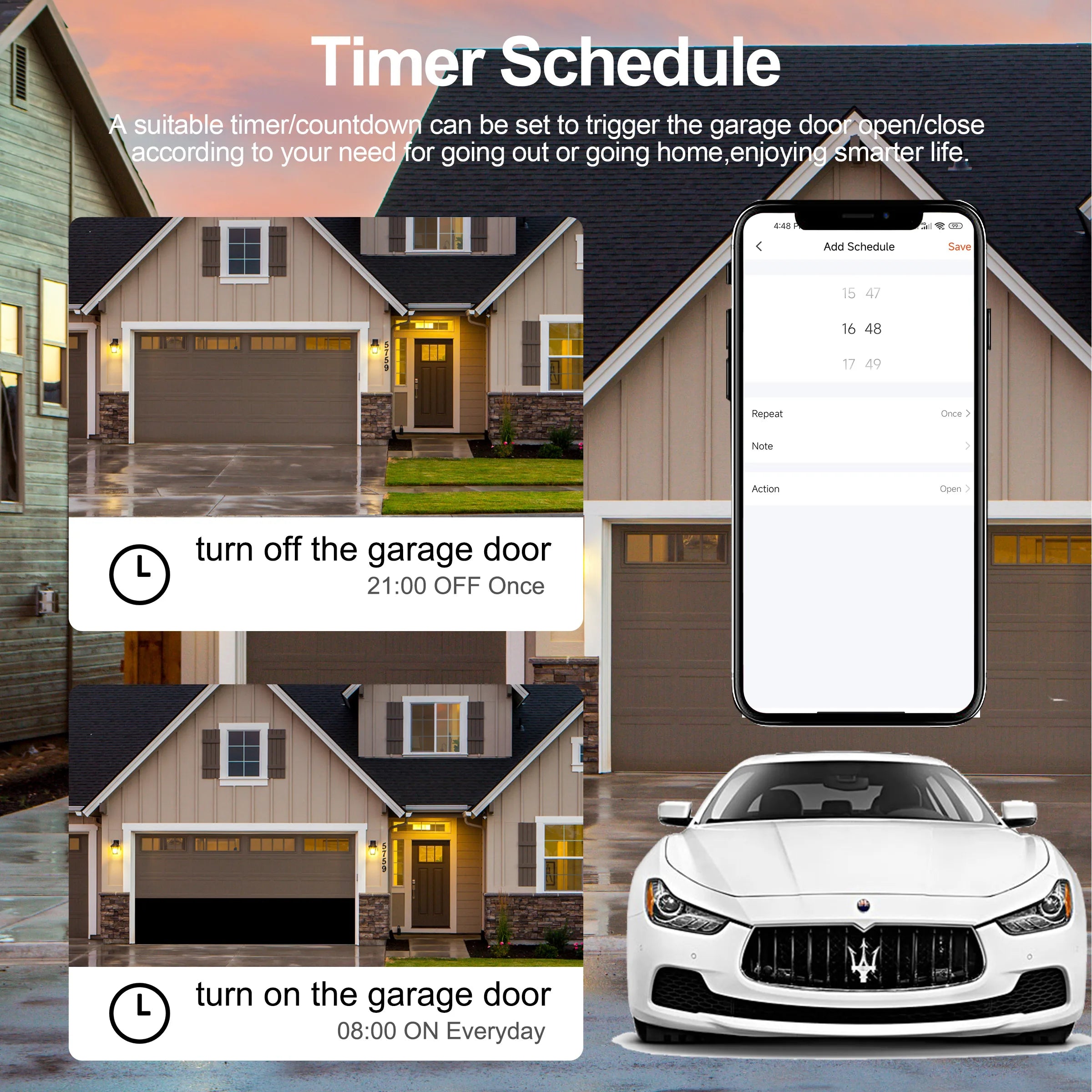 GIRIER WiFi Smart Garage Door Opener Controller Works with Alexa Google