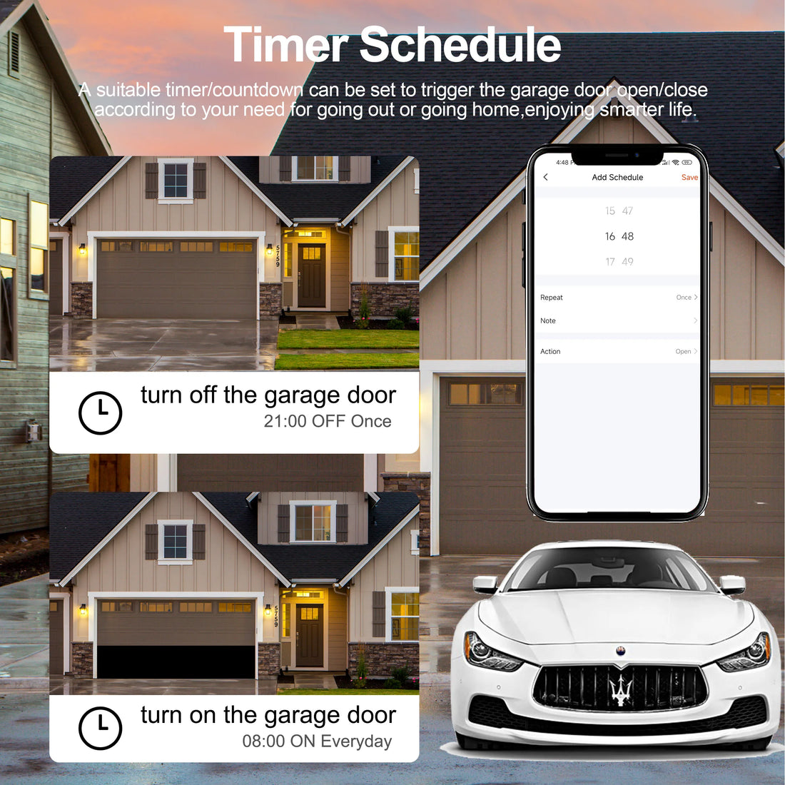 GIRIER WiFi Smart Garage Door Opener Controller Works with Alexa Google