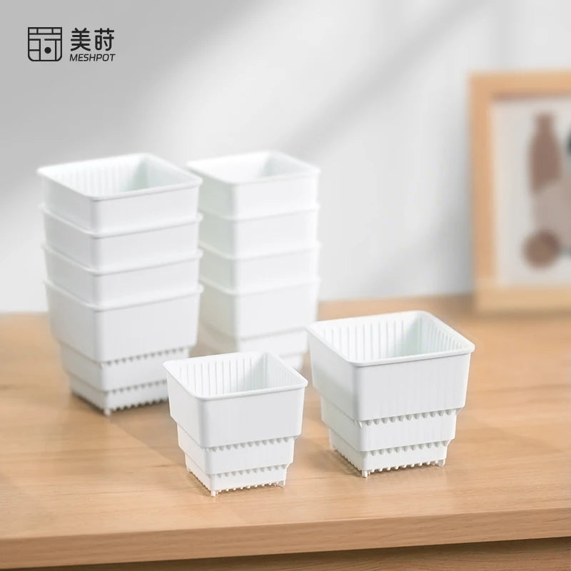 6 Pack Square Succulent Pots - Air Prunning Plastic Planters for Cactus