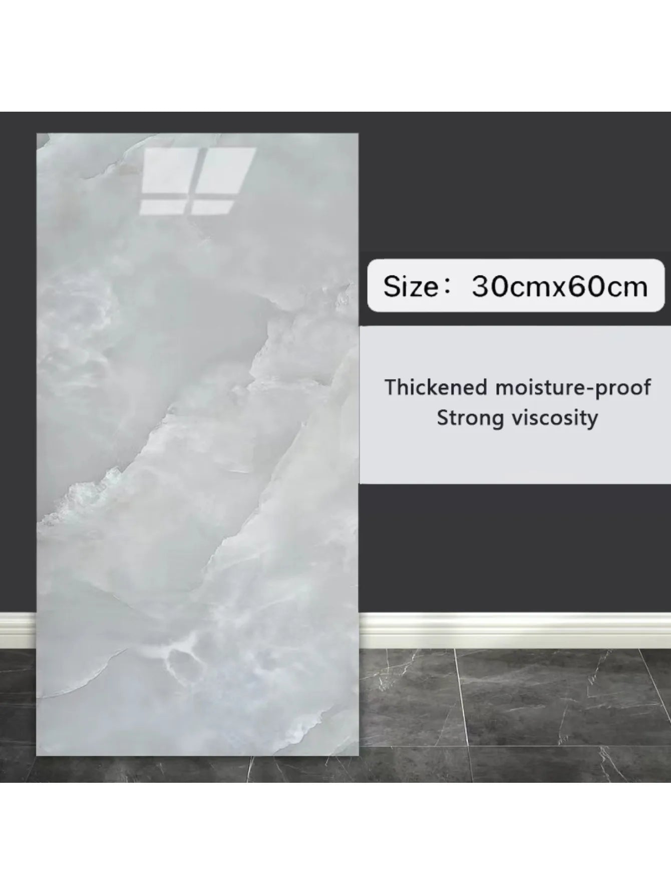 10Pcs Self-adhesive Marble Tiles Sticker Waterproof 30cmx60cm Tiles