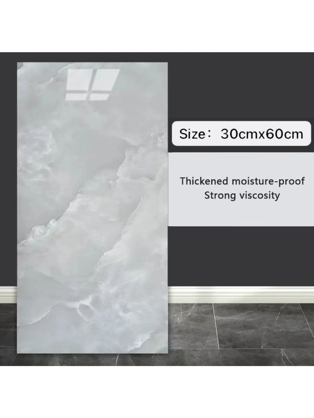 10Pcs Self-adhesive Marble Tiles Sticker Waterproof 30cmx60cm Tiles